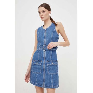 Tommy Jeans rochie din denim mini, mulată DW0DW17682