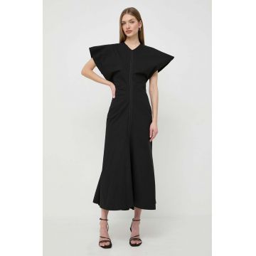 Victoria Beckham rochie culoarea negru, maxi, evazati