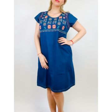 Rochie din denim cu broderie Sanda - 20