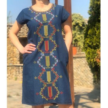 Rochie din denim cu broderie Sanda 5