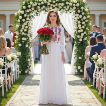 Rochie stilizata cu motive traditionale Elina