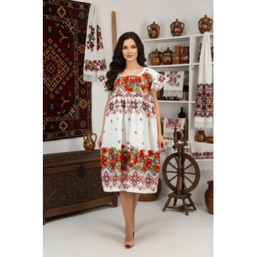 Rochie Traditionala stilizata cu Maci 5