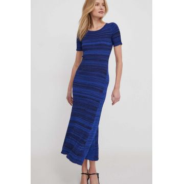 Desigual rochie culoarea albastru marin, maxi, evazati