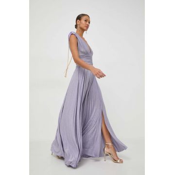 Elisabetta Franchi rochie culoarea violet, maxi, evazati