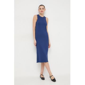 Weekend Max Mara rochie culoarea albastru marin, midi, drept