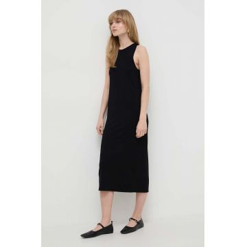 Weekend Max Mara rochie culoarea negru, midi, drept