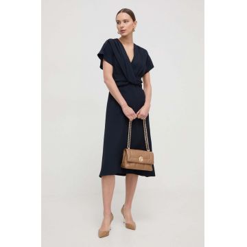 BOSS rochie culoarea bleumarin, midi, evazați 50515198