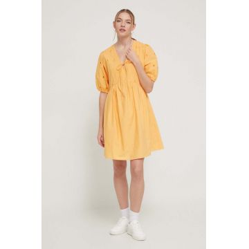 Desigual rochie din bumbac culoarea portocaliu, mini, evazati
