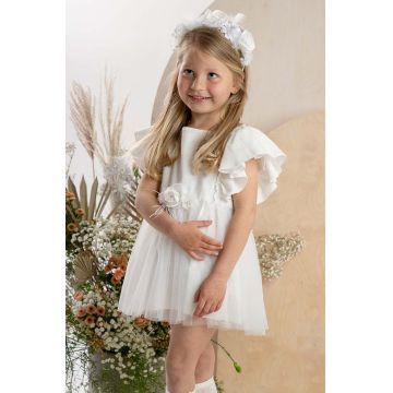 Jamiks rochie din bumbac pentru copii culoarea bej, mini, evazată