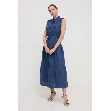 Luisa Spagnoli rochie din in maxi, evazati