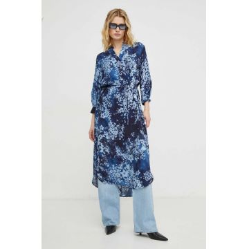 Marc O'Polo rochie culoarea albastru marin, midi, evazati