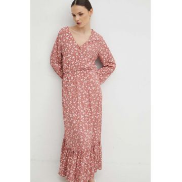 Medicine rochie culoarea roz, maxi, evazati