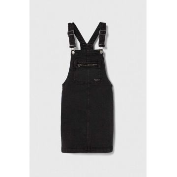 Pepe Jeans rochie din denim pentru copii PINAFORE JR culoarea negru, mini, evazati