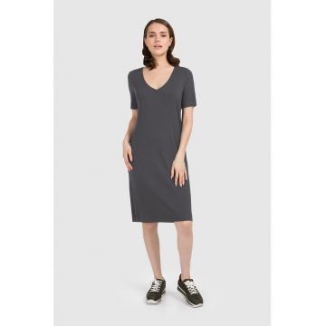 Rochie cu decolteu in V si aspect striat