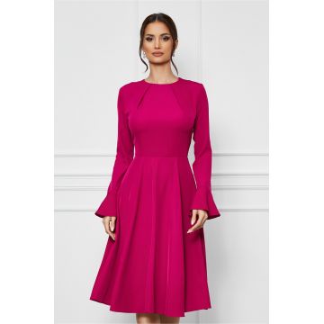 Rochie Dy Fashion fucsia cu maneci clopot