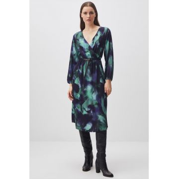 Rochie evazata cu imprimeu abstract