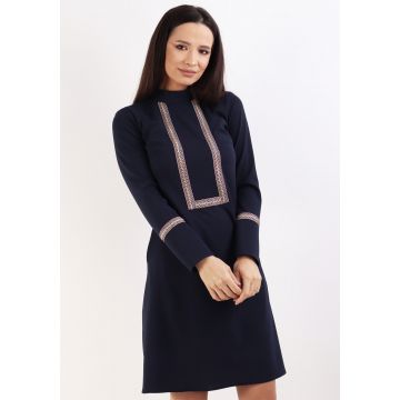 Rochie evazata din crep Bleumarin 36
