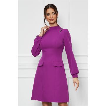 Rochie Moze violet cu buzunare decorative