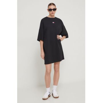 Tommy Jeans rochie din bumbac culoarea negru, mini, oversize DW0DW18145