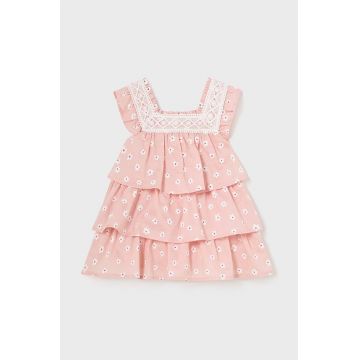 Mayoral rochie din bumbac pentru bebeluși culoarea roz, mini, evazati