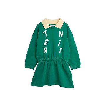 Mini Rodini rochie din bumbac pentru copii Tennis culoarea verde, mini, evazați 0