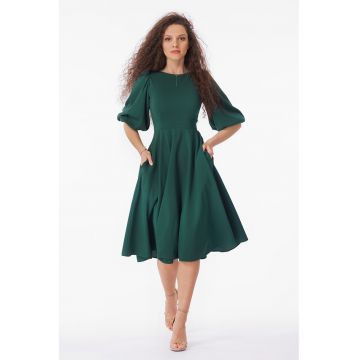 Rochie midi cu maneci bufante