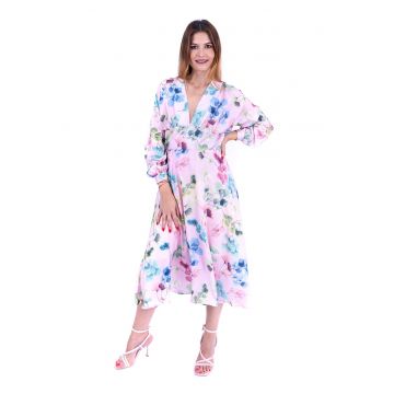 Rochie midi vaporoasa cu imprimeu floral