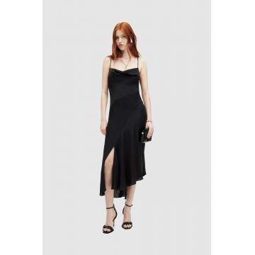 AllSaints rochie UNA culoarea negru, midi, drept