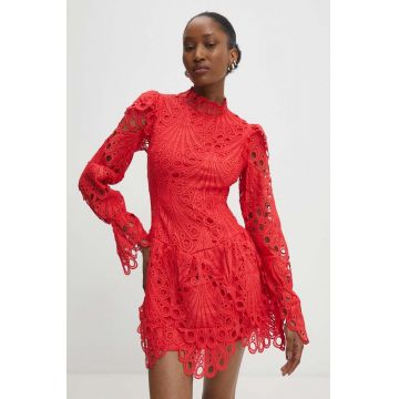 Answear Lab rochie din bumbac culoarea rosu, mini, evazati