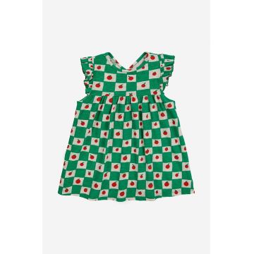 Bobo Choses rochie din bumbac pentru copii culoarea verde, mini, evazati