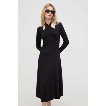 Bruuns Bazaar rochie culoarea negru, midi, drept