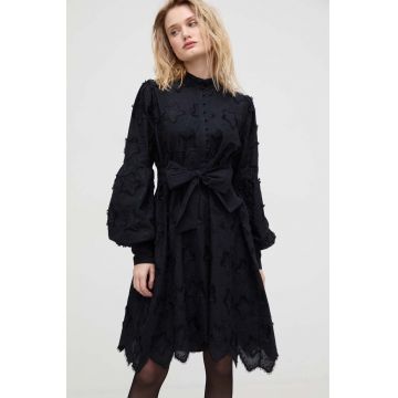 Bruuns Bazaar rochie din bumbac culoarea negru, mini, oversize