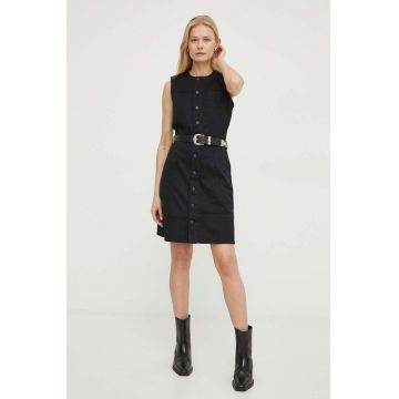 G-Star Raw rochie jeans culoarea negru, mini, evazati