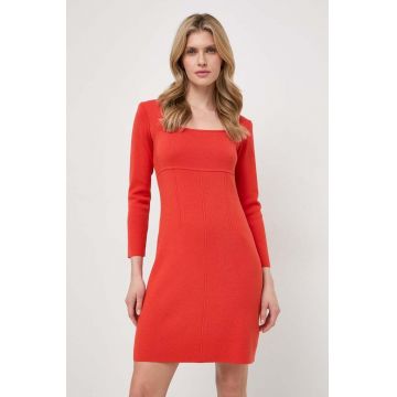 Luisa Spagnoli rochie din lana culoarea portocaliu, mini, drept