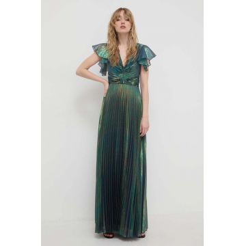 Nissa rochie culoarea verde, maxi, evazati