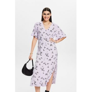 Rochie midi cu decolteu in V si slituri laterale