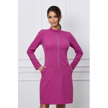 Rochie Moze magenta cu fermoar decorativ pe fata