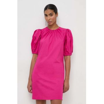 Silvian Heach rochie din bumbac culoarea roz, mini, drept
