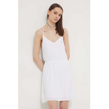 Tommy Jeans rochie culoarea alb, mini, drept DW0DW17936