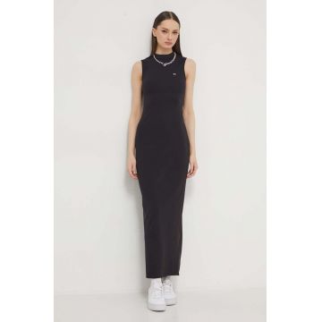 Tommy Jeans rochie culoarea negru, maxi, mulată DW0DW17929