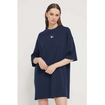 Tommy Jeans rochie din bumbac culoarea bleumarin, mini, oversize DW0DW18145