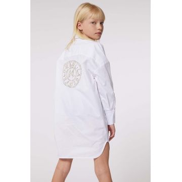 Karl Lagerfeld rochie din bumbac pentru copii culoarea alb, mini, drept