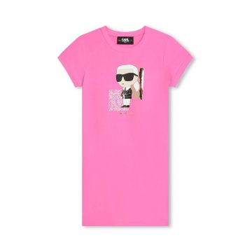 Karl Lagerfeld rochie fete culoarea roz, mini, drept