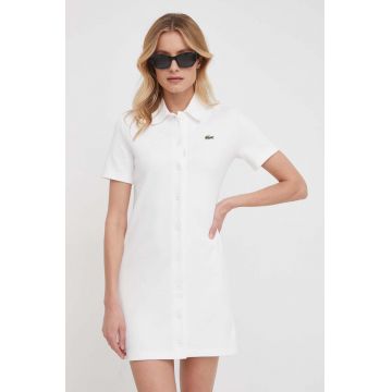 Lacoste rochie culoarea alb, mini, drept