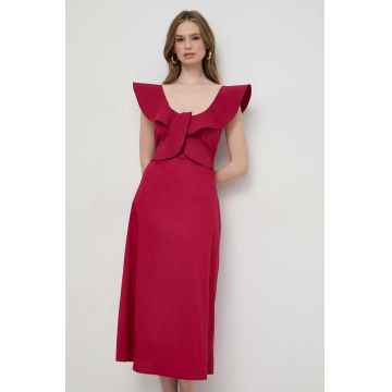 Liviana Conti rochie culoarea roz, midi, evazați L4SK41