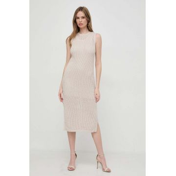 Marella rochie culoarea bej, midi, drept