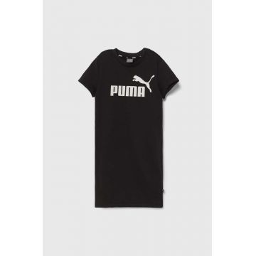 Puma rochie fete ESS+ Logo Dress TR G culoarea negru, mini, drept