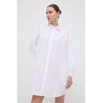 Silvian Heach rochie din bumbac culoarea alb, mini, drept