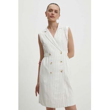 Answear Lab rochie din in culoarea alb, mini, evazati