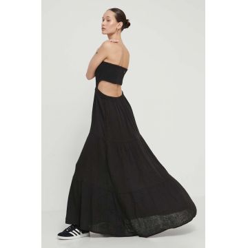 Rip Curl rochie din bumbac culoarea negru, maxi, evazată